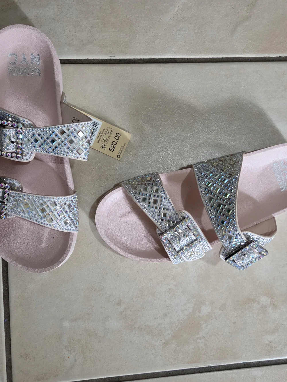 Madden NYC Kids Pink Glitter Buckle Sandals